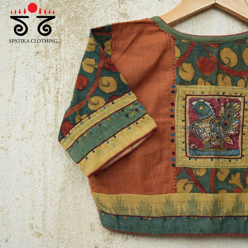 Pen Kalamkari Patchwork Blouse