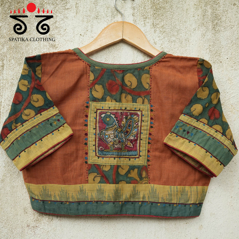 Pen Kalamkari Patchwork Blouse