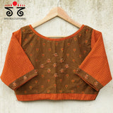 Hand Embroidered Lotus Ajrak Blouse