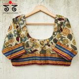Pen Kalamkari Mirror Work Blouse