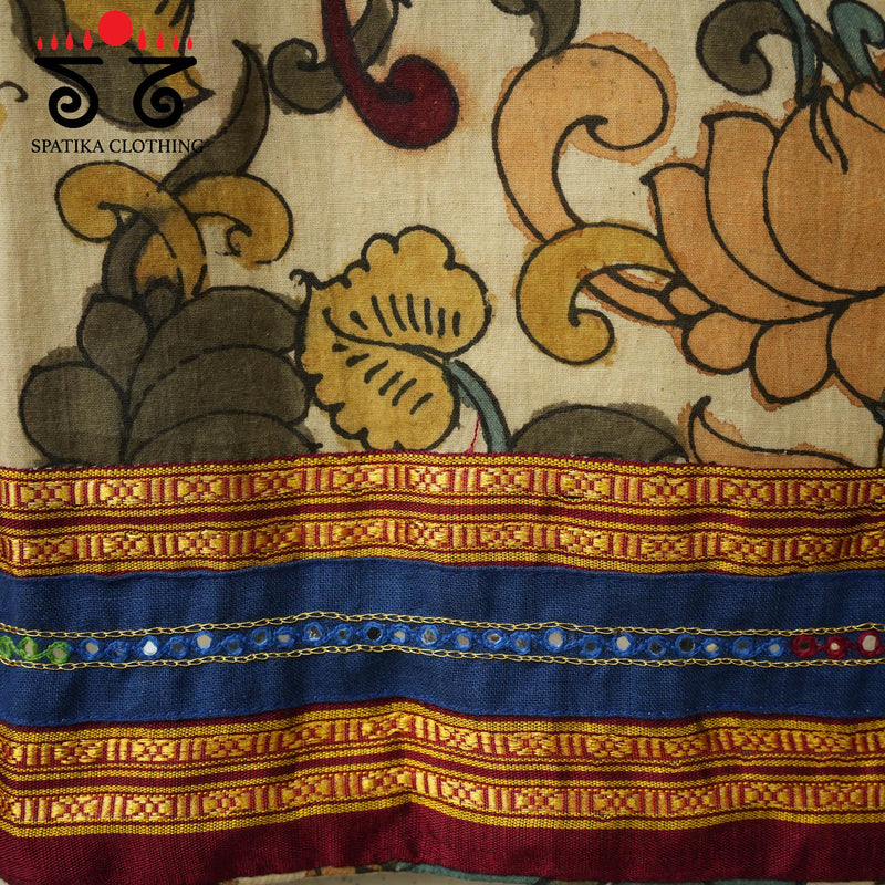 Pen Kalamkari Mirror Work Blouse