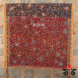 Pen Kalamkari on Kerala Kasavu Saree