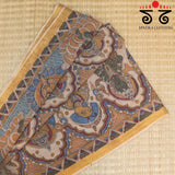 Pen Kalamkari on Kerala Kasavu Saree