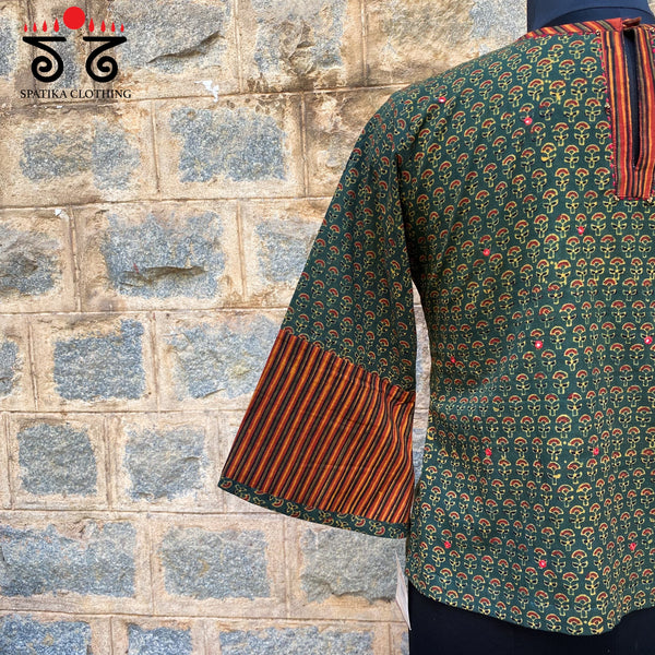 Ajrak Handblock - Printed Crop Top