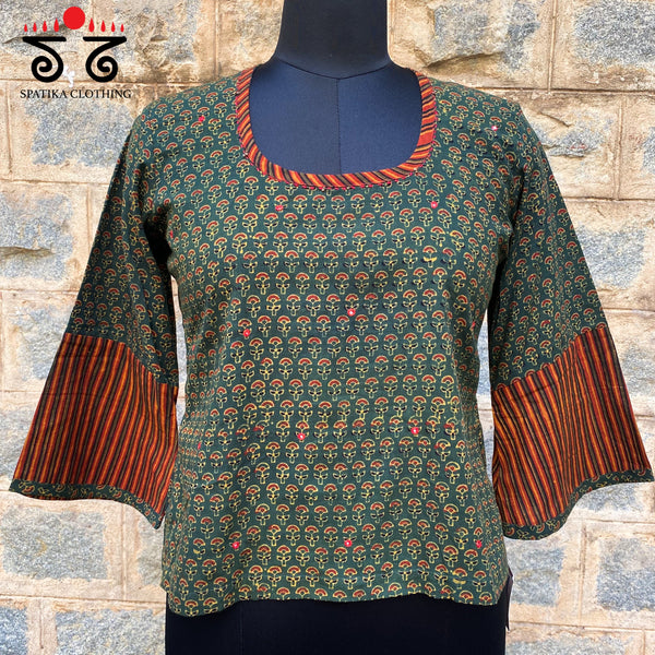 Ajrak Handblock - Printed Crop Top