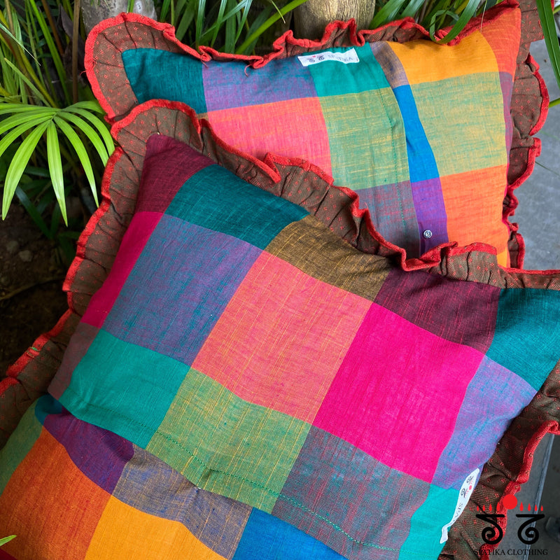 Colourful Frilled Cushion Cover