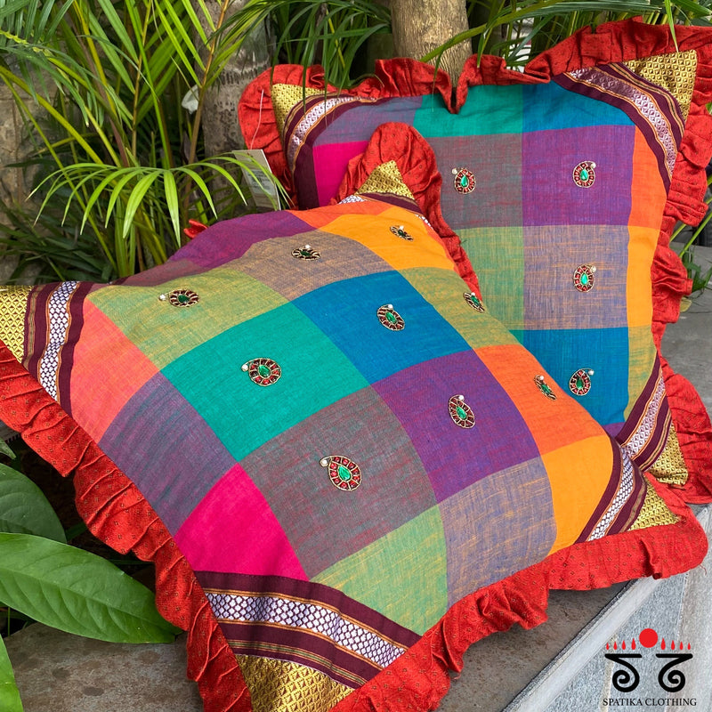 Colourful Frilled Cushion Cover