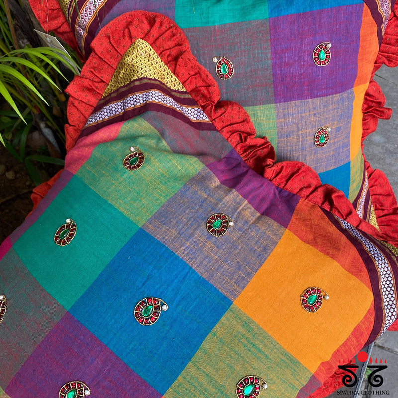 Colourful Frilled Cushion Cover