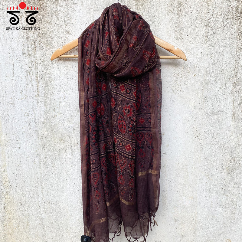 Ajrak on Kota Doria Dupatta