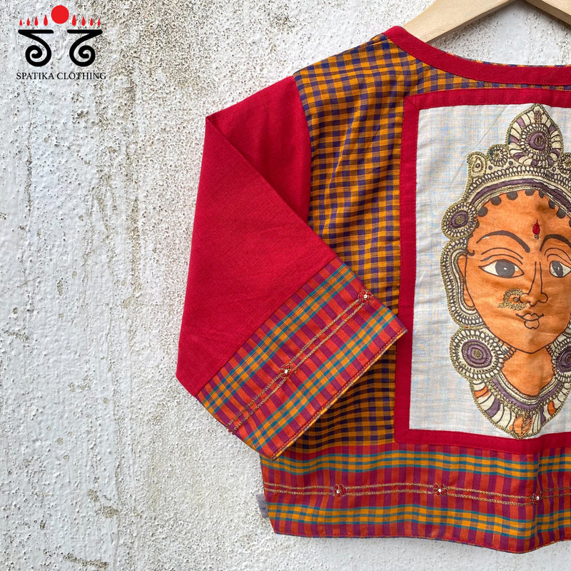 Goddess Face Pen Kalamkari - Kanchi Cotton Blouse - Limited Edition!!