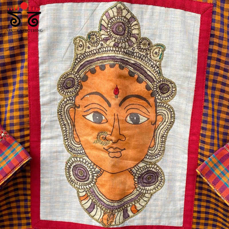Goddess Face Pen Kalamkari - Kanchi Cotton Blouse - Limited Edition!!