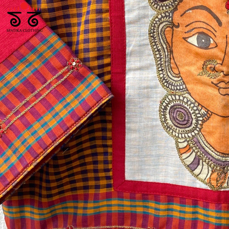 Goddess Face Pen Kalamkari - Kanchi Cotton Blouse - Limited Edition!!