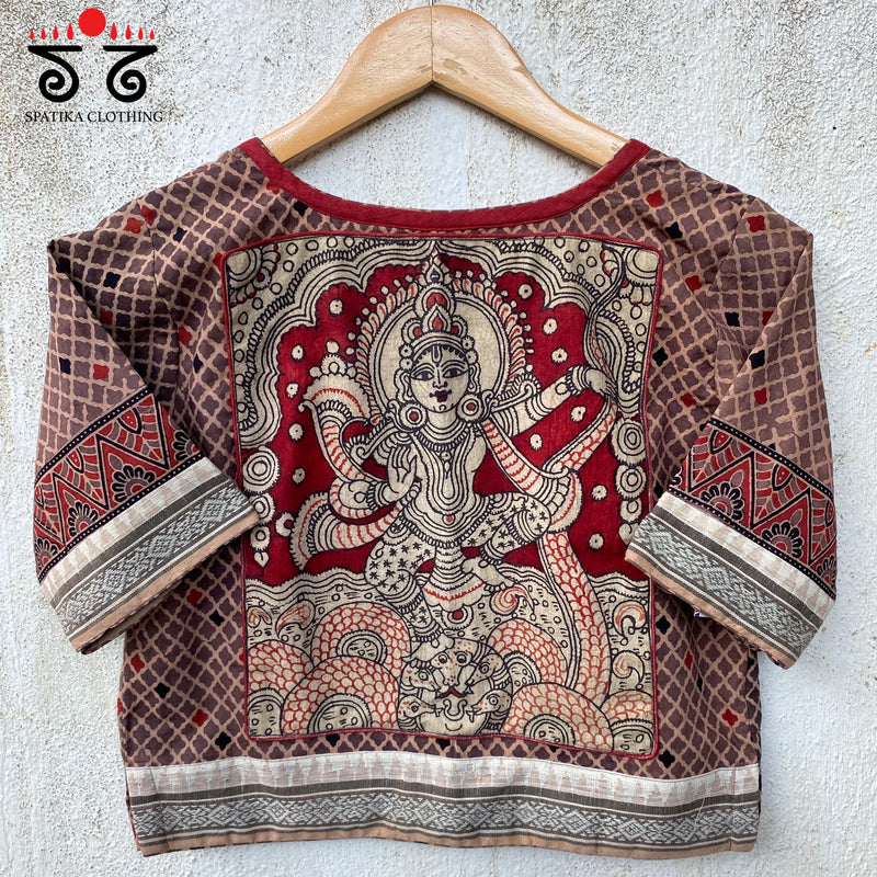 Kalinga Krishna Pen Kalamkari Long Blouse