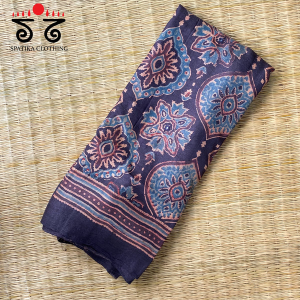 Ajrak Hand Blockprinted Tusser Silk Stole