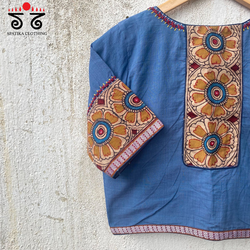 Pen Kalamkari Patchwork Blouse