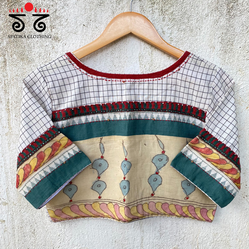 Pen Kalamkari Checkered Blouse