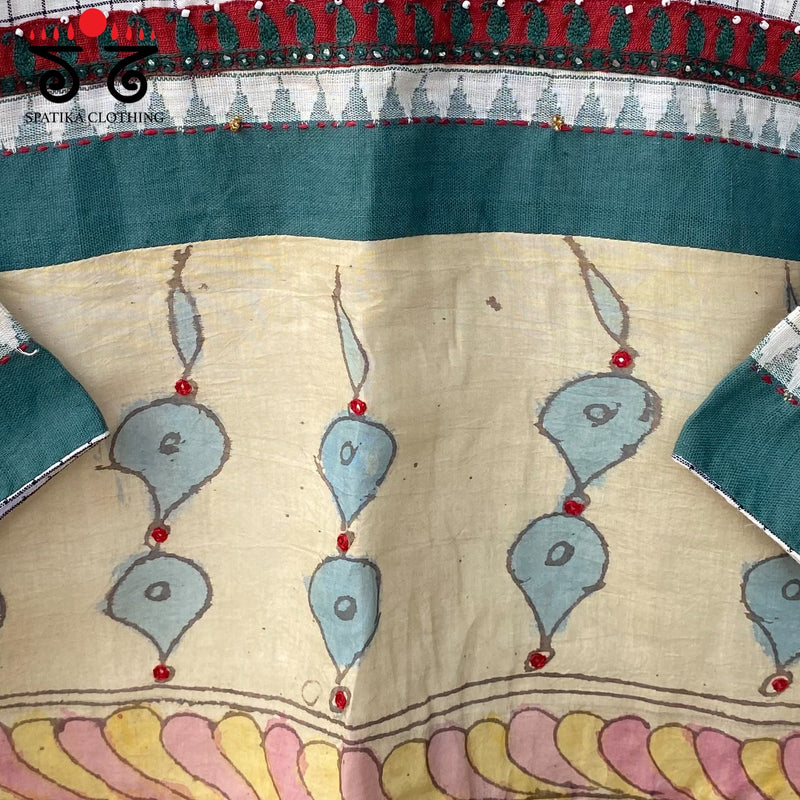 Pen Kalamkari Checkered Blouse