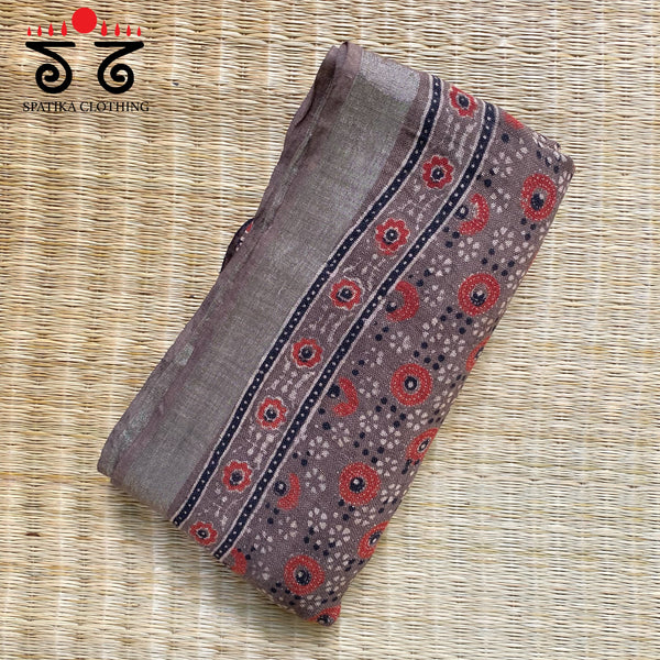 Ajrak on Linen Dupatta