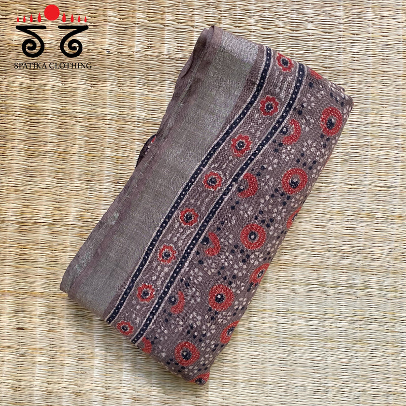 Ajrak on Linen Dupatta