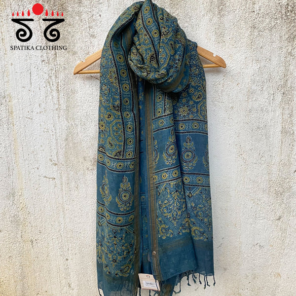 Ajrak on Linen Dupatta