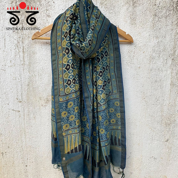 Ajrak on Maheshwari Dupatta