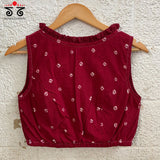 Bandhani Frilled Sleeveless Blouse