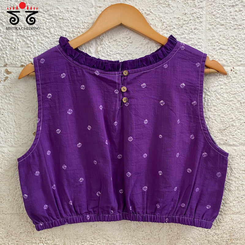 Bandhani Frilled Sleeveless Blouse
