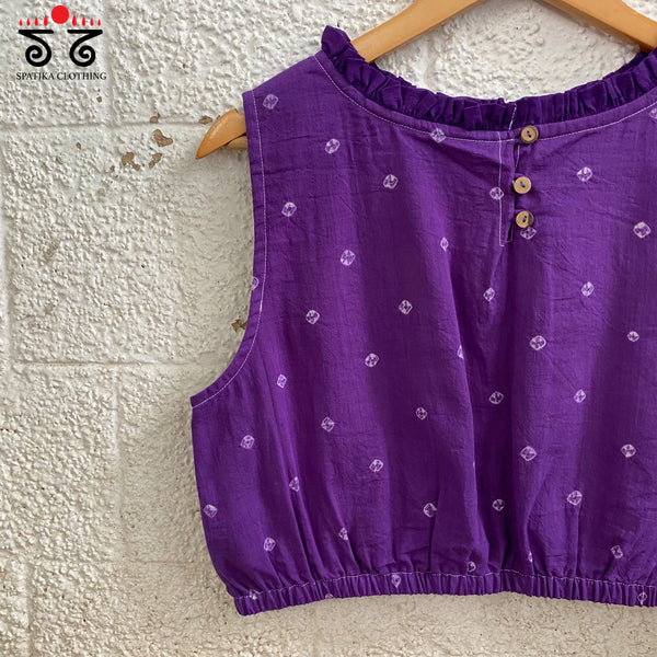 Bandhani Frilled Sleeveless Blouse