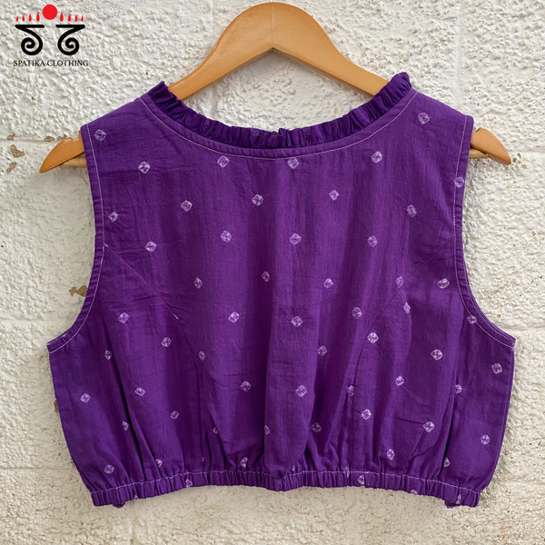 Bandhani Frilled Sleeveless Blouse