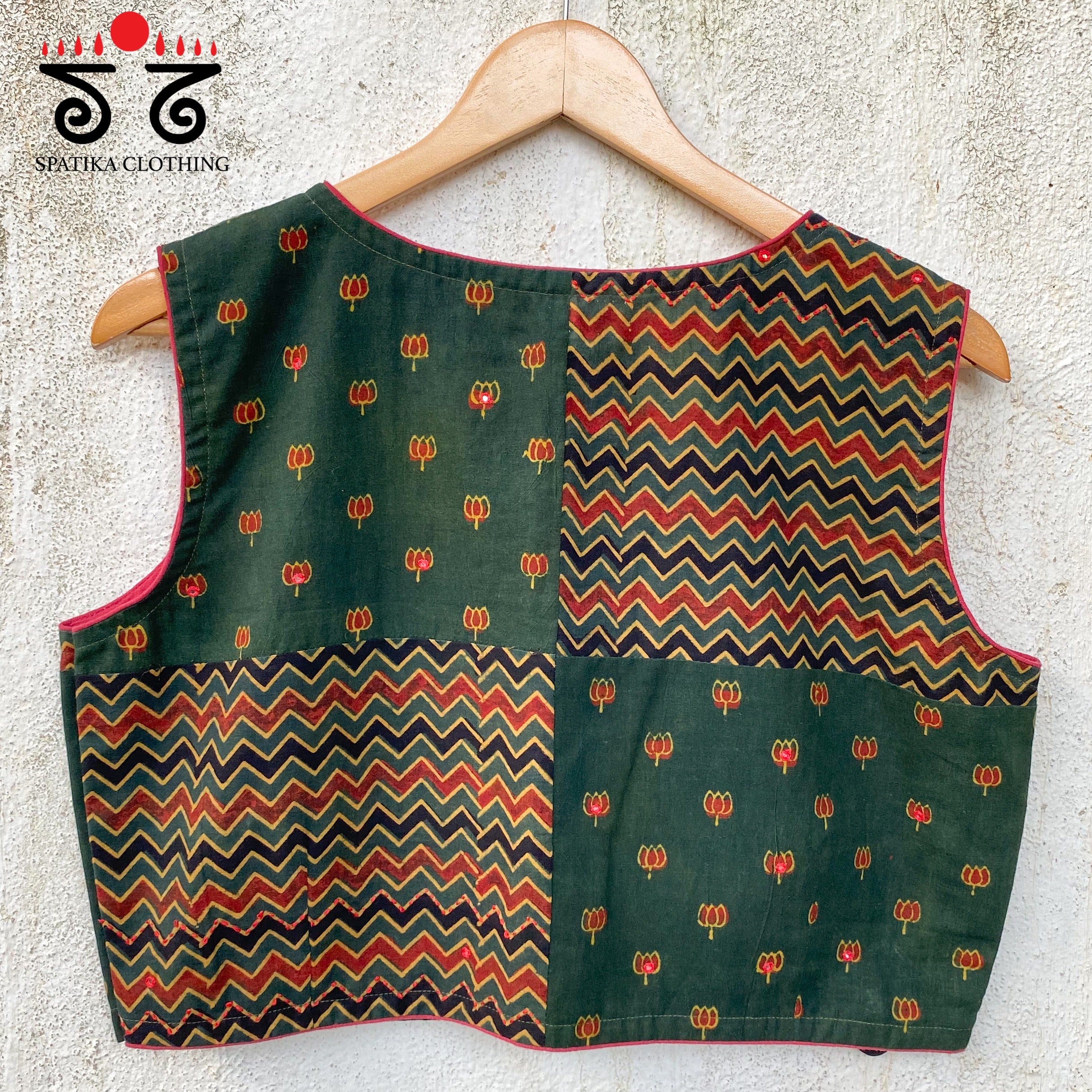 Ajrak Blocks - Sleeveless collage Blouse