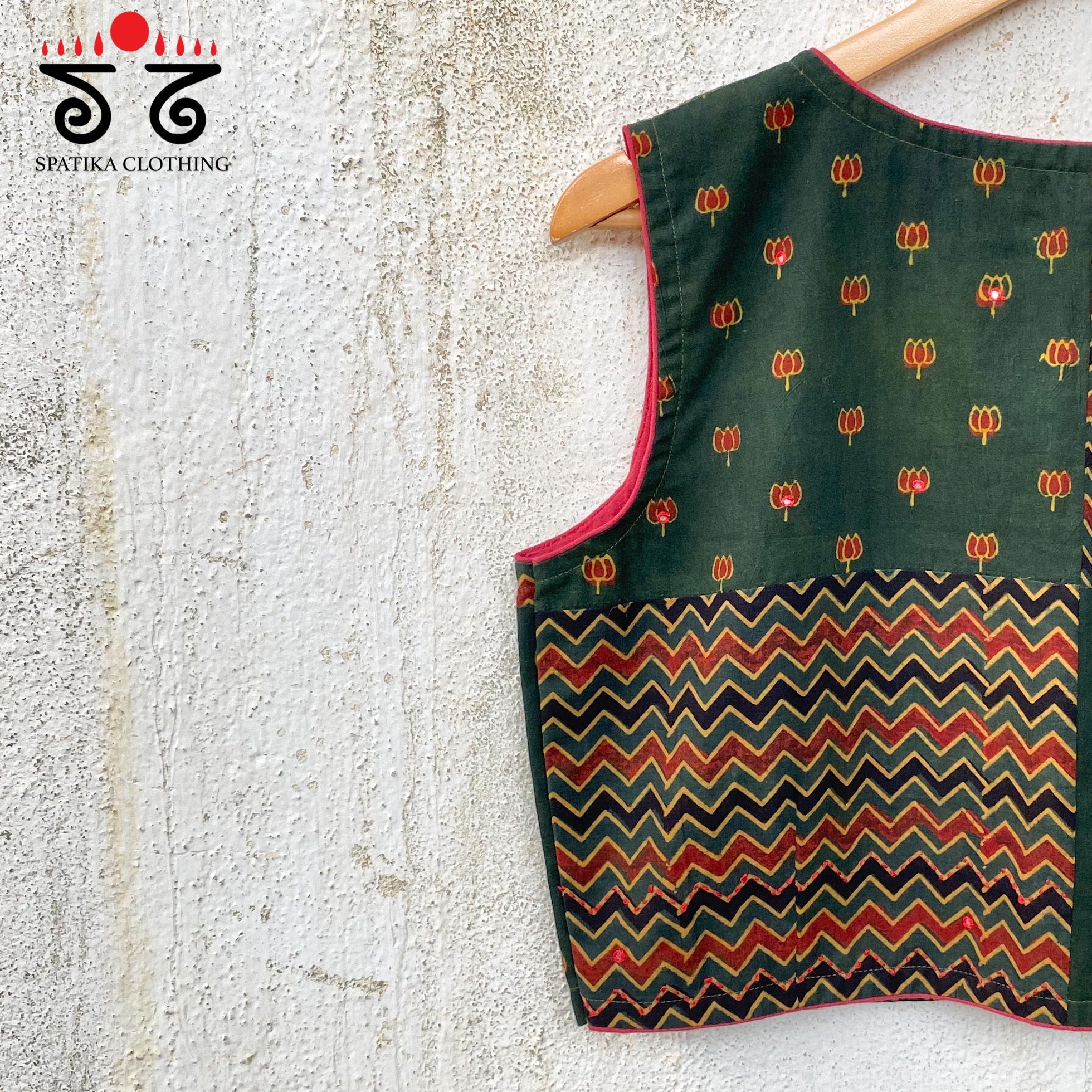Ajrak Blocks - Sleeveless collage Blouse