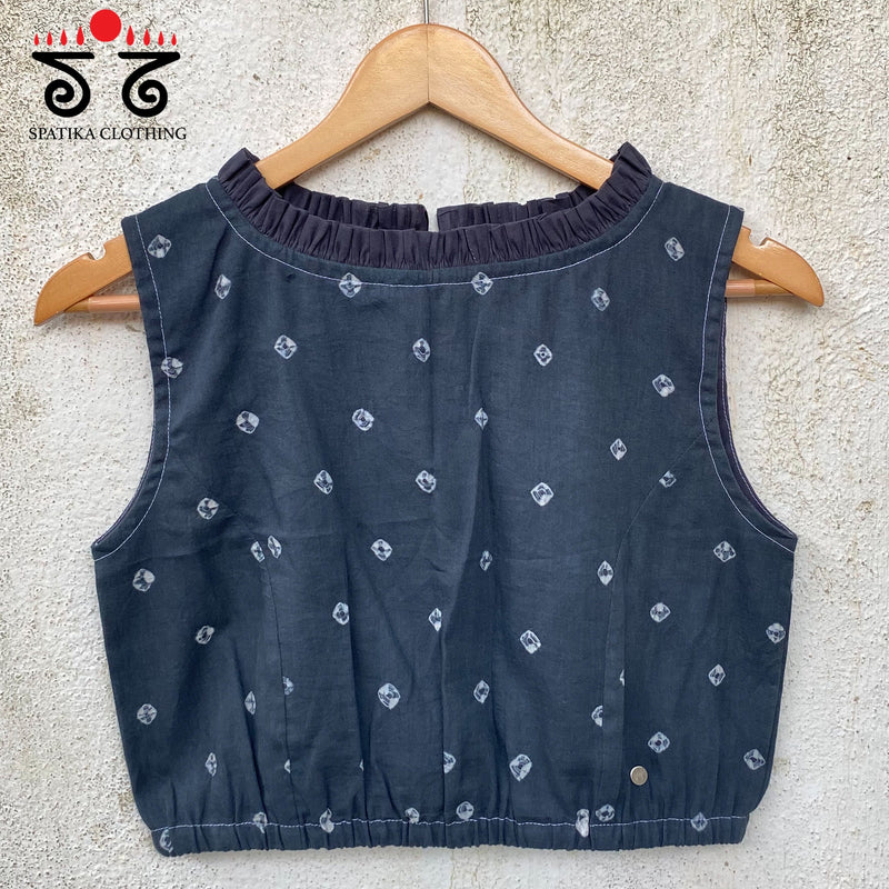 Bandhani Frilled Sleeveless Blouse