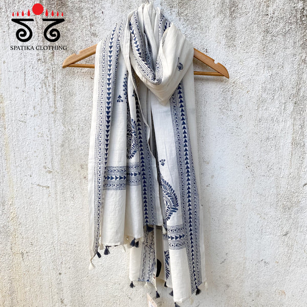 Kantha on Mulmul - Hand Embroidered Dupatta