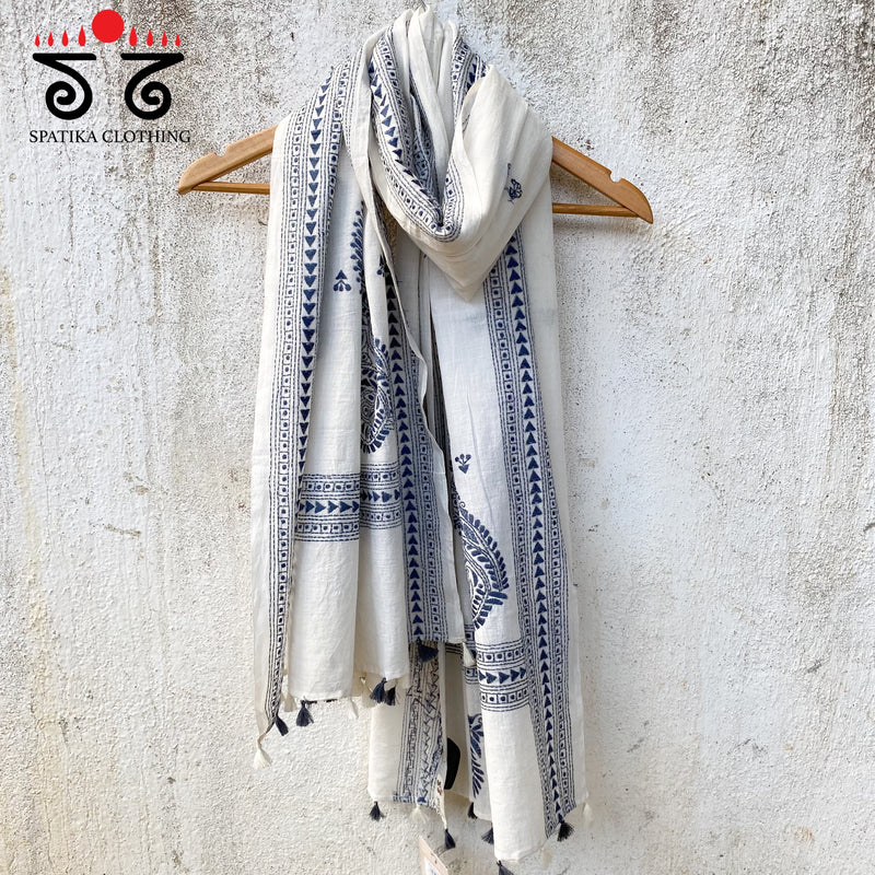 Kantha on Mulmul - Hand Embroidered Dupatta