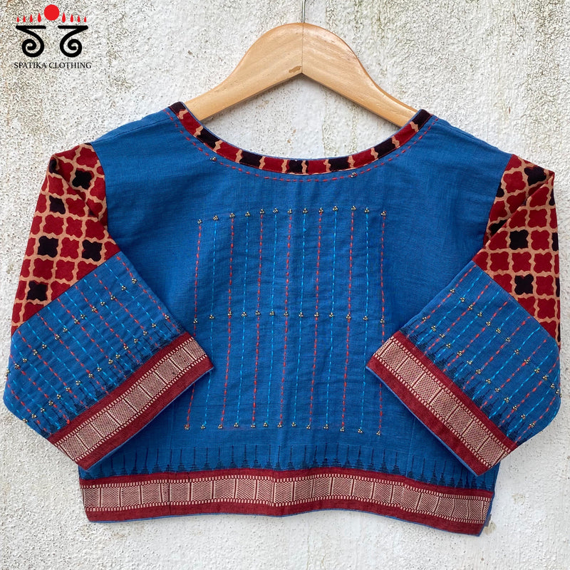 Hand Embroidered Ponduru- Ajrak Blouse