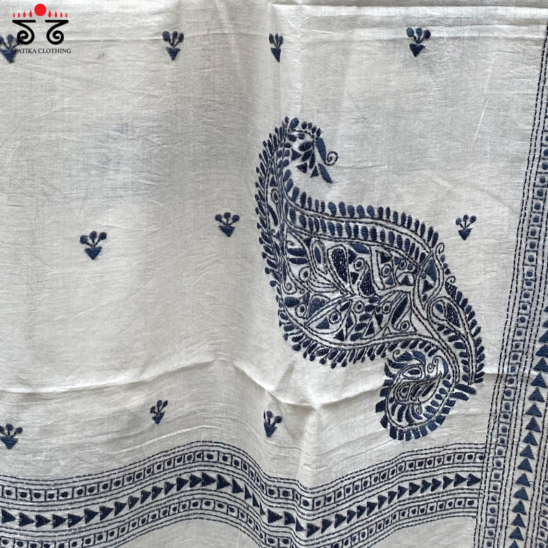 Kantha on Mulmul - Hand Embroidered Dupatta