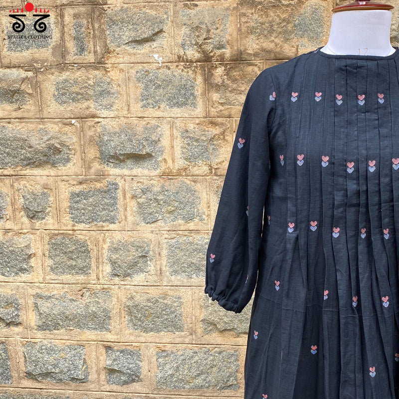 Jamdhani Motifs Dress With Pintucks