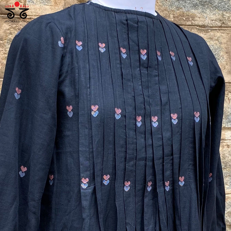Jamdhani Motifs Dress With Pintucks