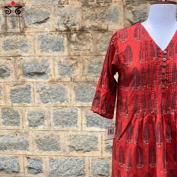 Ajrak Hand Block Printed Tunics With Pintucks