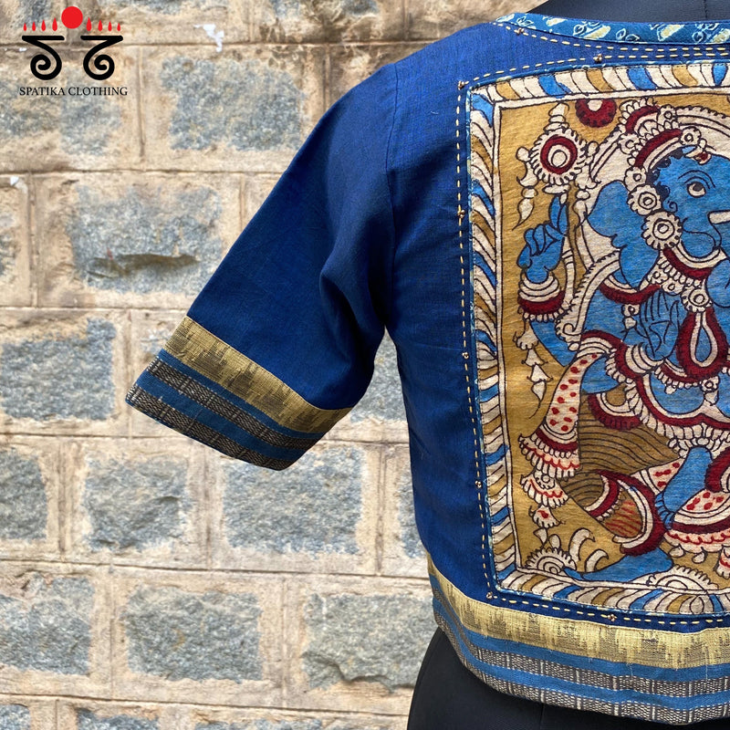 Ganesha Pen Kalamkari Ponduru - Handwoven Crop Top