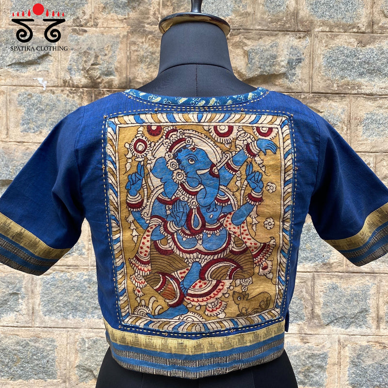 Ganesha Pen Kalamkari Ponduru - Handwoven Crop Top