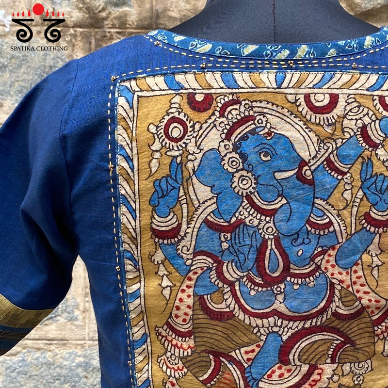 Ganesha Pen Kalamkari Ponduru - Handwoven Crop Top