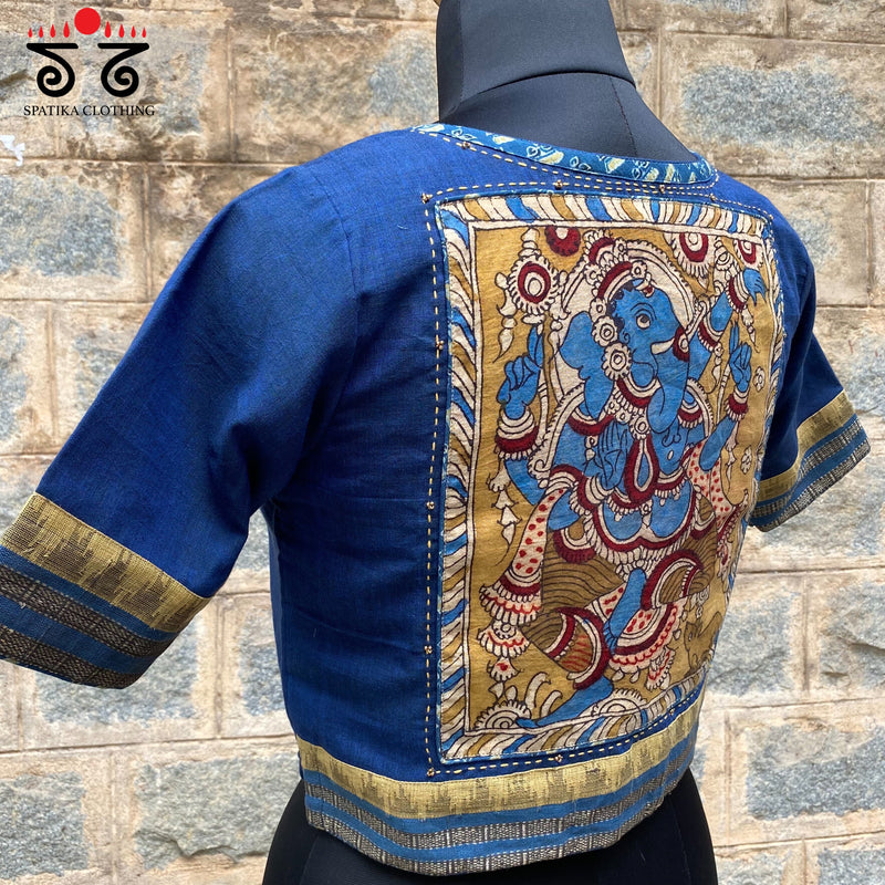 Ganesha Pen Kalamkari Ponduru - Handwoven Crop Top
