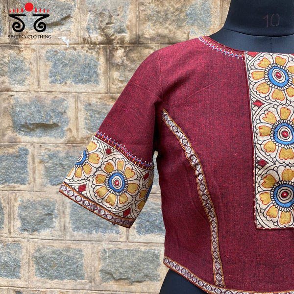 Pen Kalamkari Khun Embroidered Crop Top