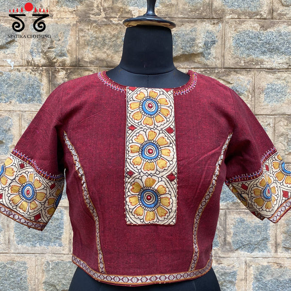 Pen Kalamkari Khun Embroidered Crop Top