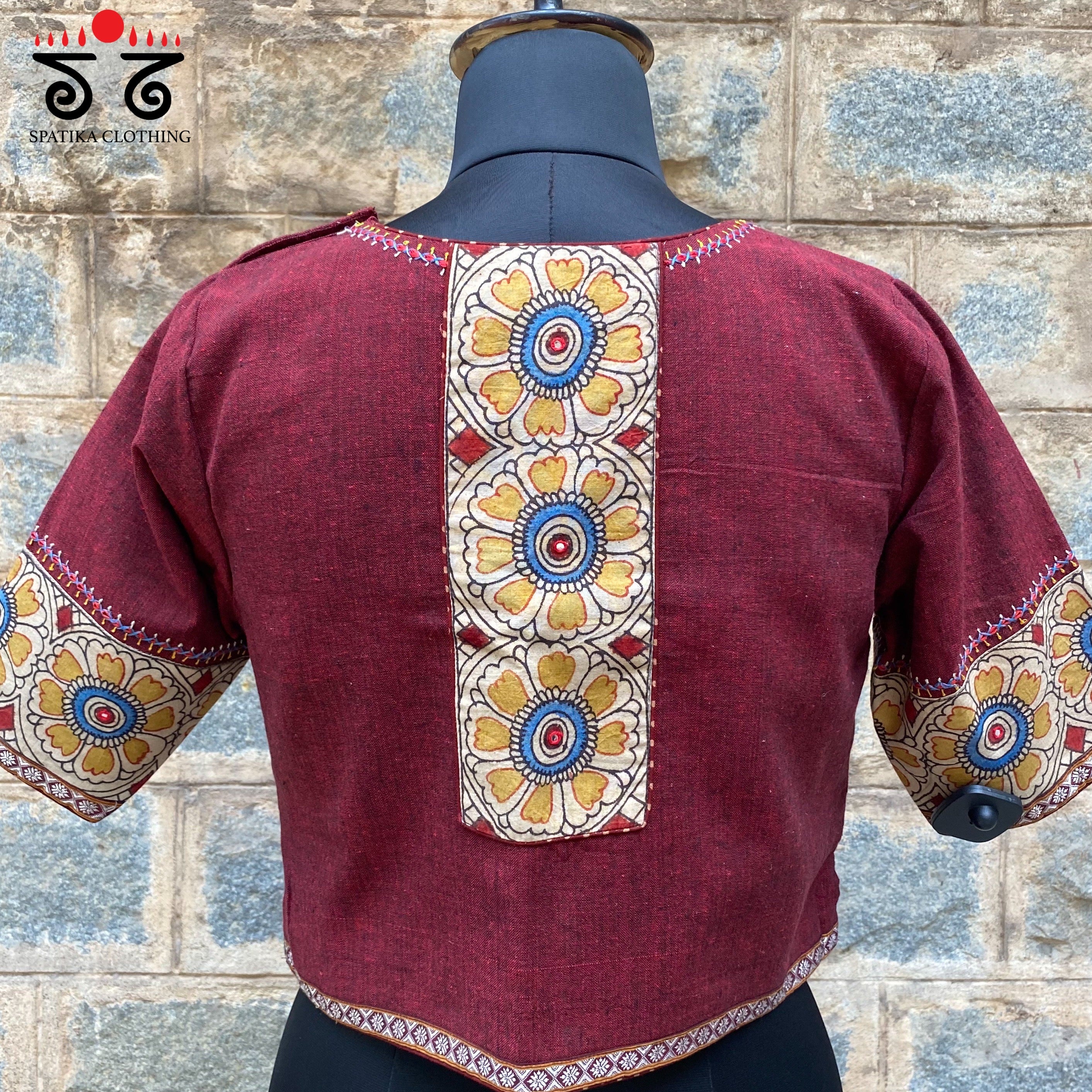 Pen Kalamkari Khun Embroidered Crop Top