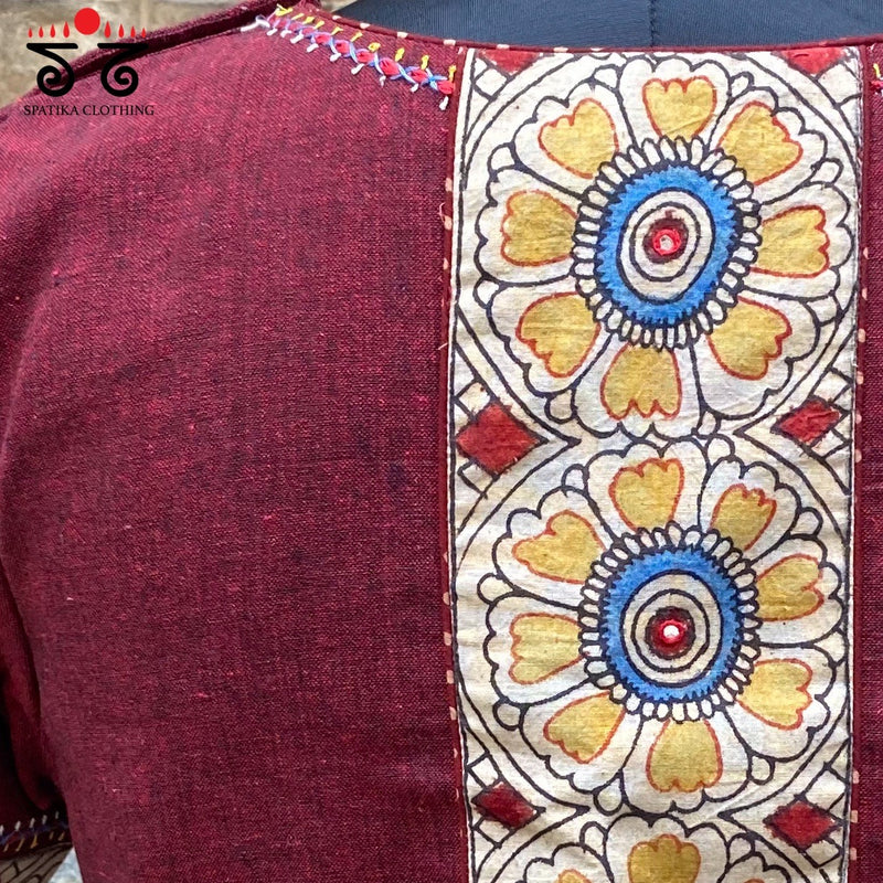 Pen Kalamkari Khun Embroidered Crop Top