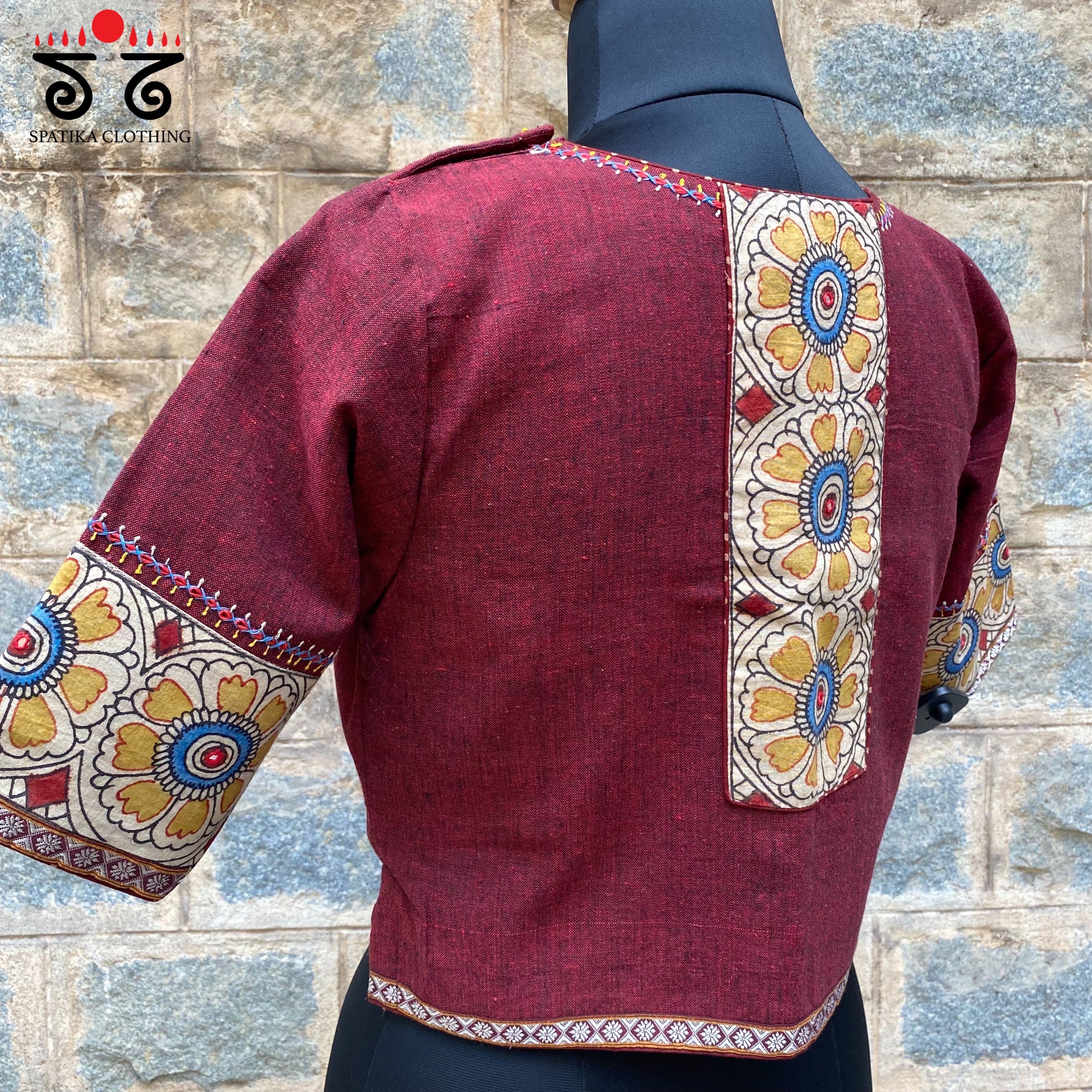 Pen Kalamkari Khun Embroidered Crop Top
