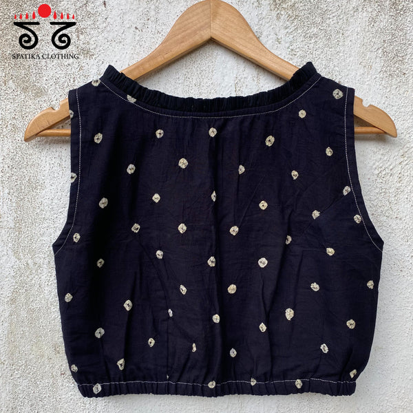 Bandhani Frilled Sleeveless Blouse