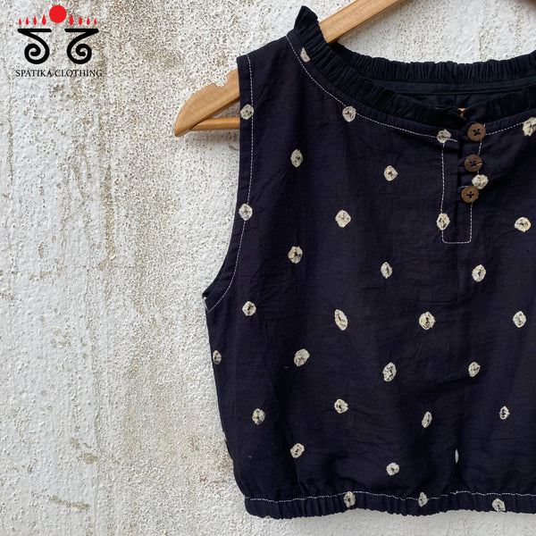 Bandhani Frilled Sleeveless Blouse